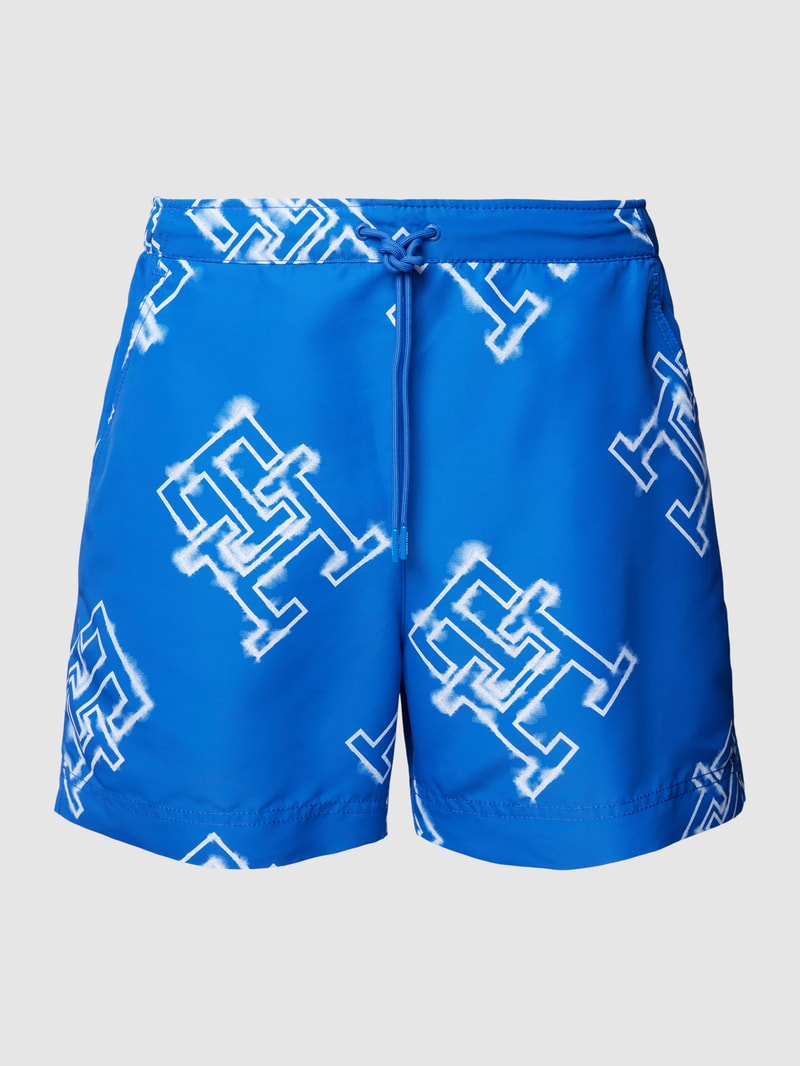 Badehose mit Logo-Muster in dunkelblau