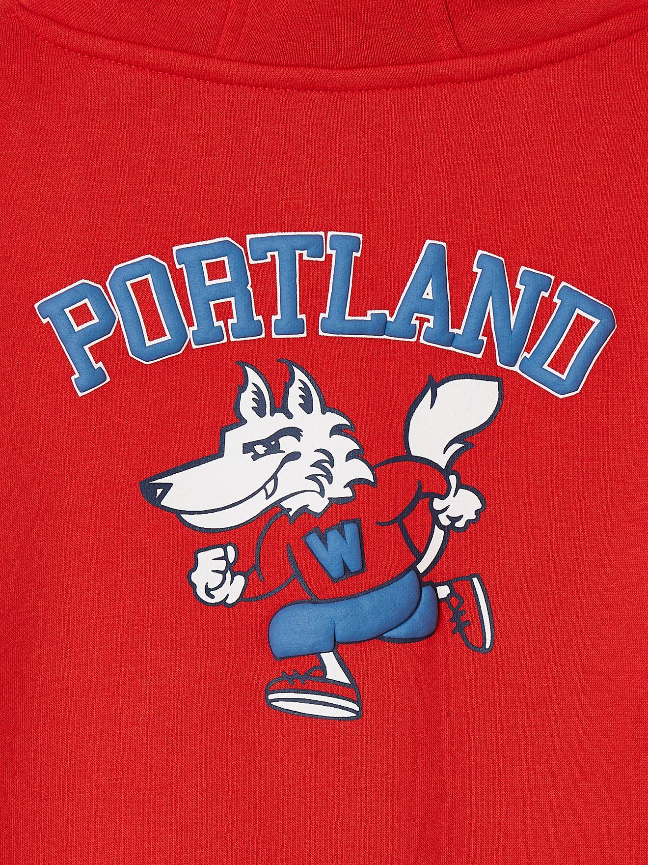 Sweat à capuche sport grand motif team Portland au dos garçon rouge