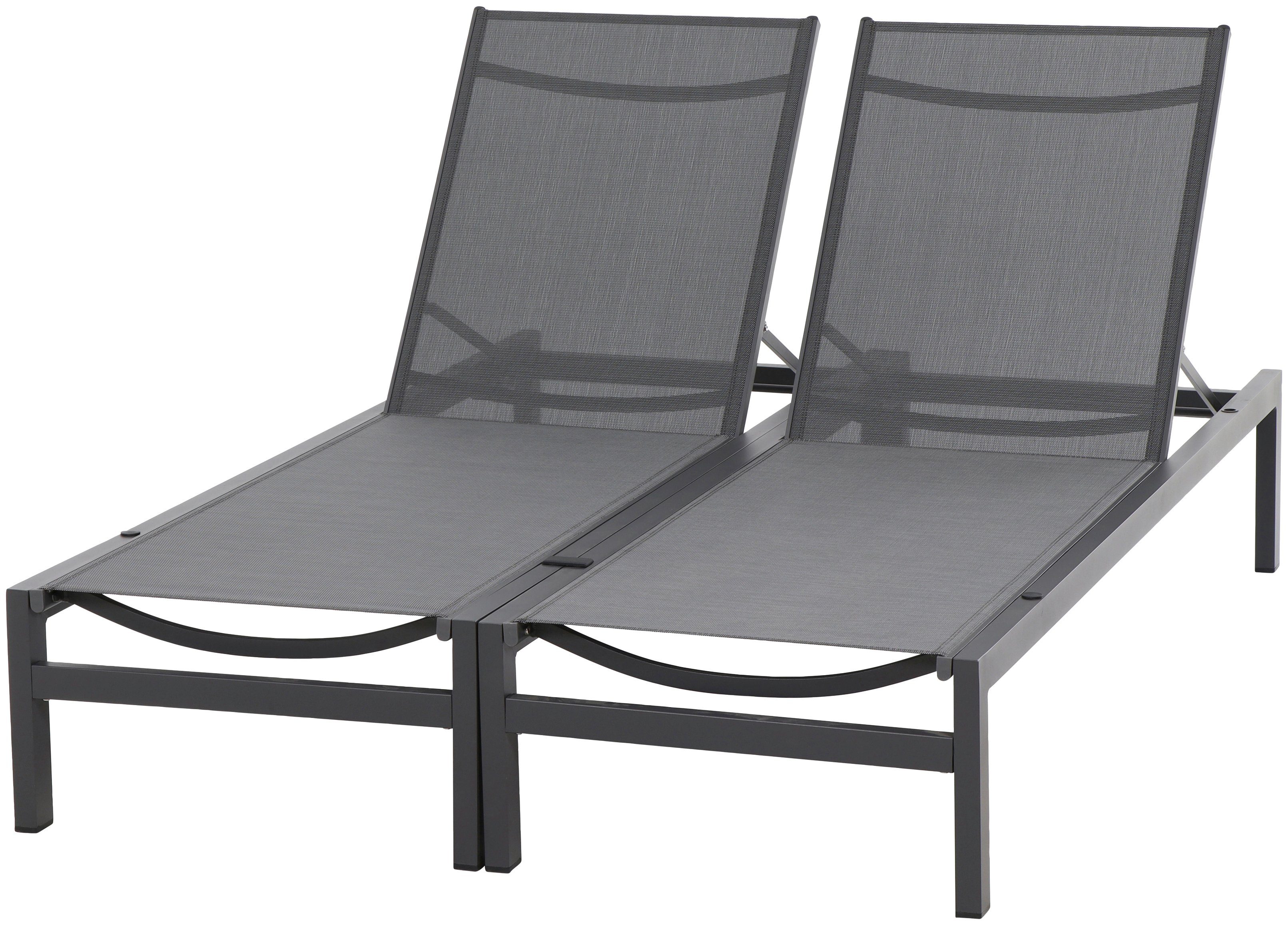 Siena Garden Gartensessel Remini, Loungerset 2 tlg. Alu,matt-anthrazit, Textilbezug
