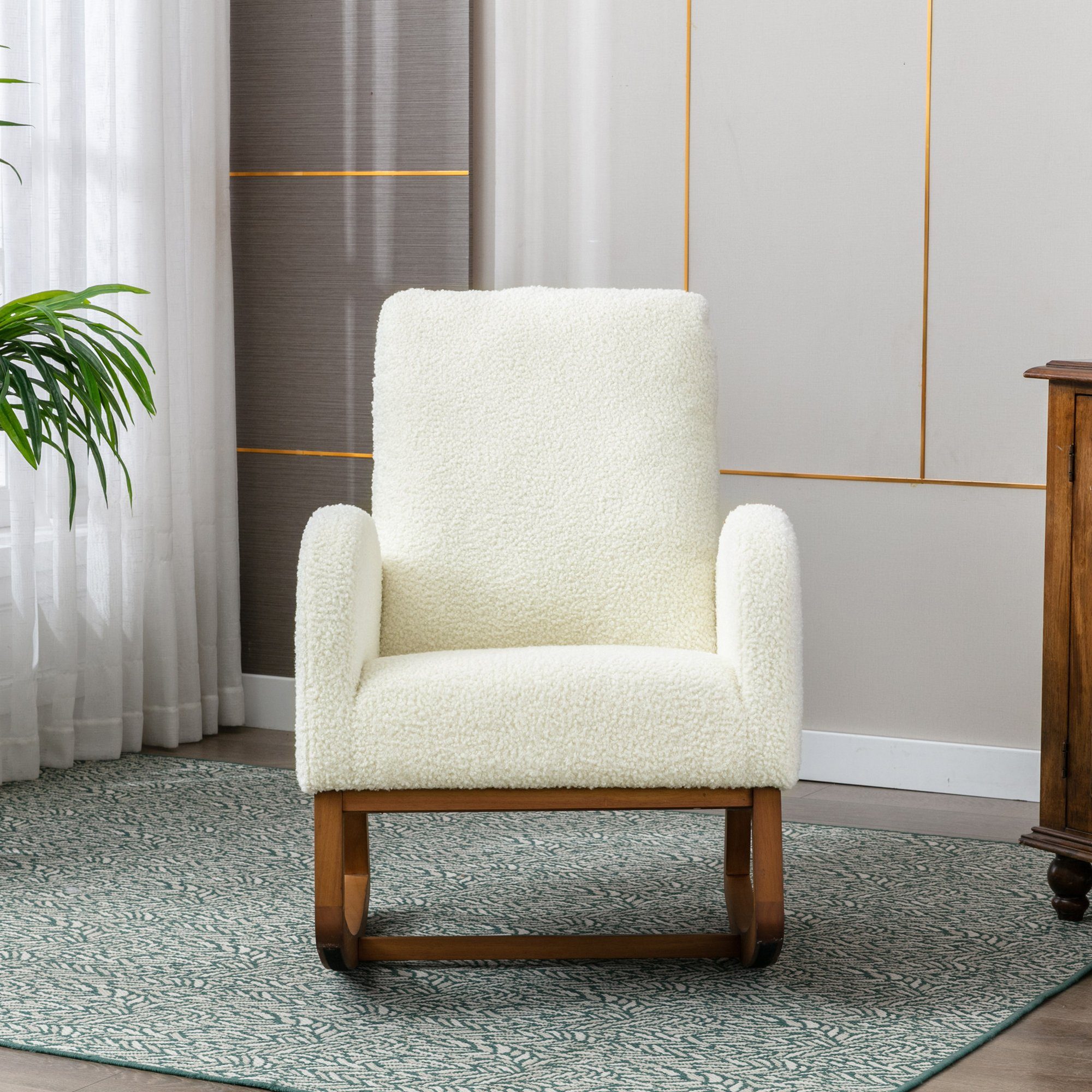 HAUSS SPLOE Schaukelstuhl Schaukelstuhl Schaukelsessel Sessel Fernsehsessel Relaxstuhl (mit Seitentaschen, mit hoher Rückenlehne), Baby- und Kindergepolsterter Schaukelstuhl