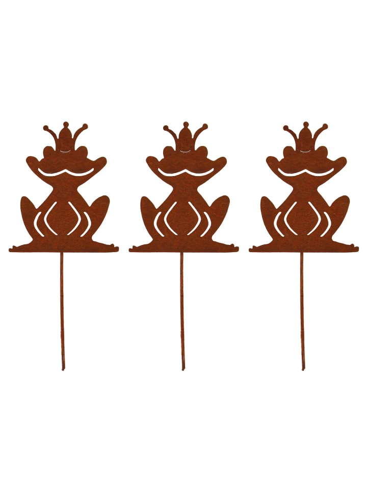 UNUS 3er Set Gartenstecker Rost Frösche in Braun günstig kaufen