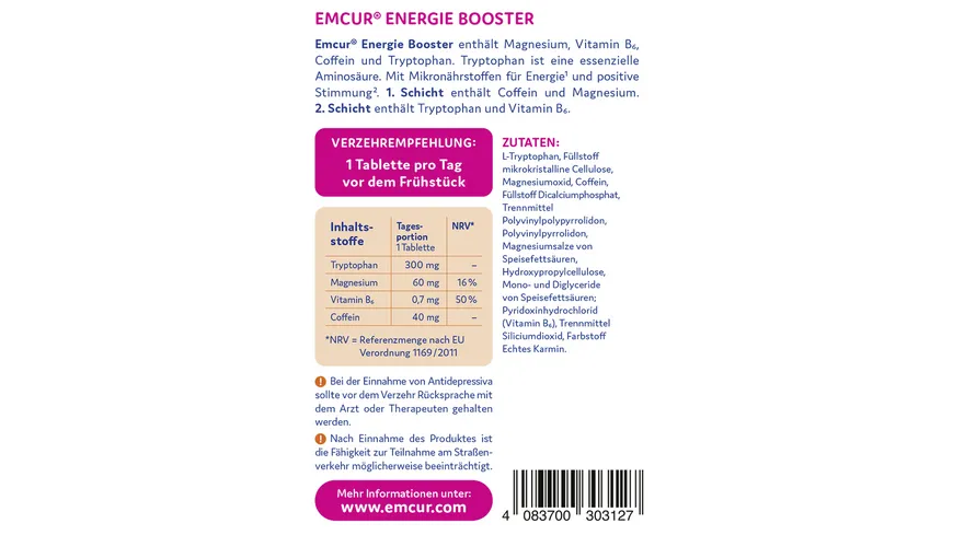 EMCUR® Energie Booster 30 Tabletten