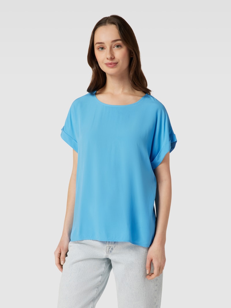 Blusenshirt aus reiner Viskose mit Kellerfalte in blau