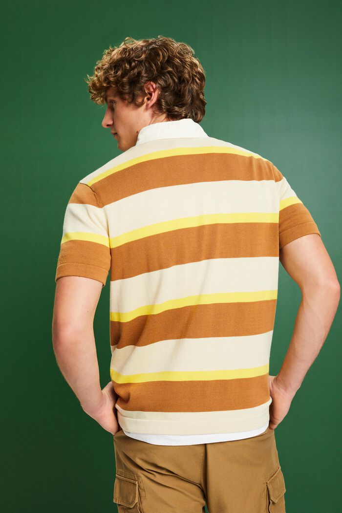 Gestreiftes Baumwoll-T-Shirt mit Logo und Polokragen