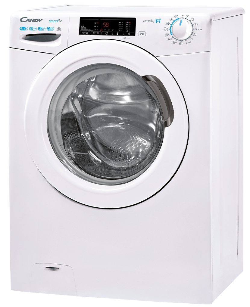 Candy Waschtrockner SmartPro Design CSOW 4965TWE/1-S, 9,00 kg, 6 kg, 1400 U/min, Wi-Fi + Bluetooth, Dampffunktion, Mix Power System, 16 Programme