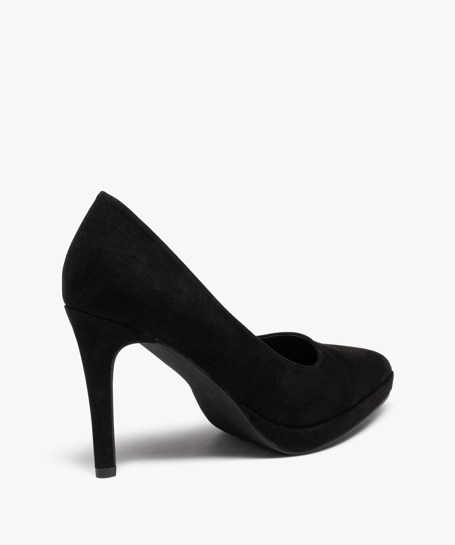 Escarpins femme unis à talon haut en suédine noir | GEMO