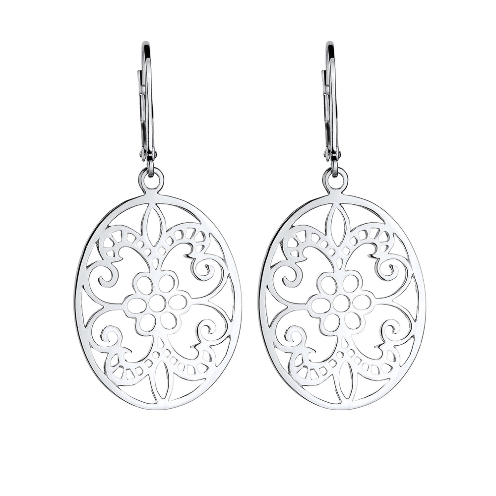 Elli Elli Boucles d'Oreilles Femmes Ornement Féminin Floral en Argent Sterling 925 Boucles d'oreilles