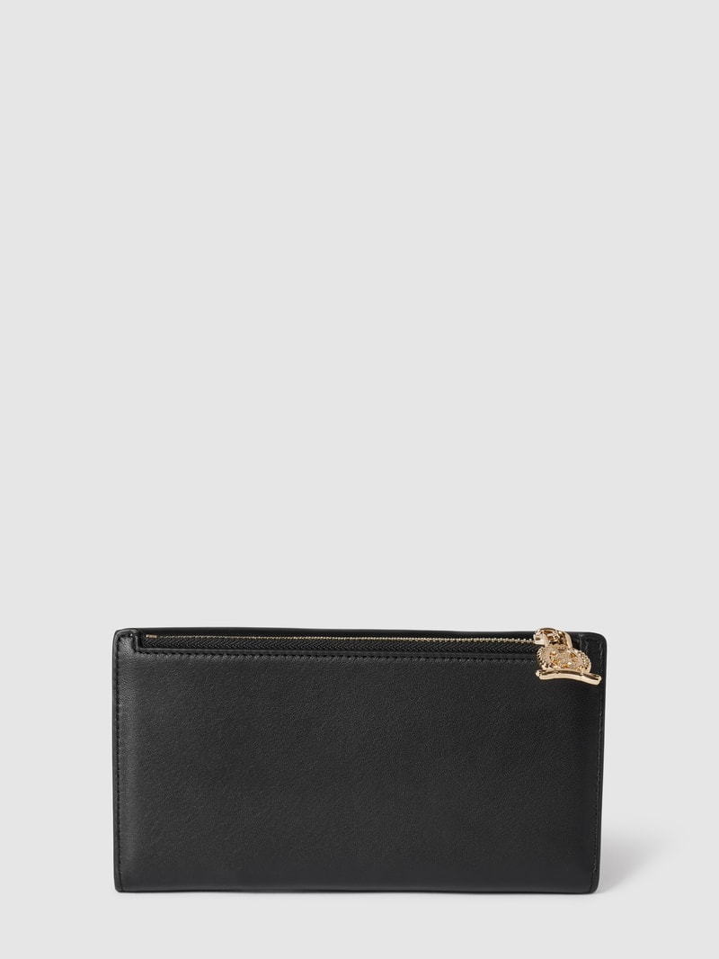 Portemonnaie mit Label-Detail Modell 'LUXE LEATHER SLIM FLAP' in schwarz