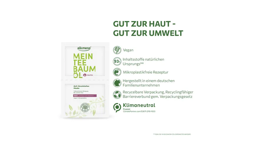 alkmene Mein Teebaumöl Anti-Unreinheiten Maske 14 ml