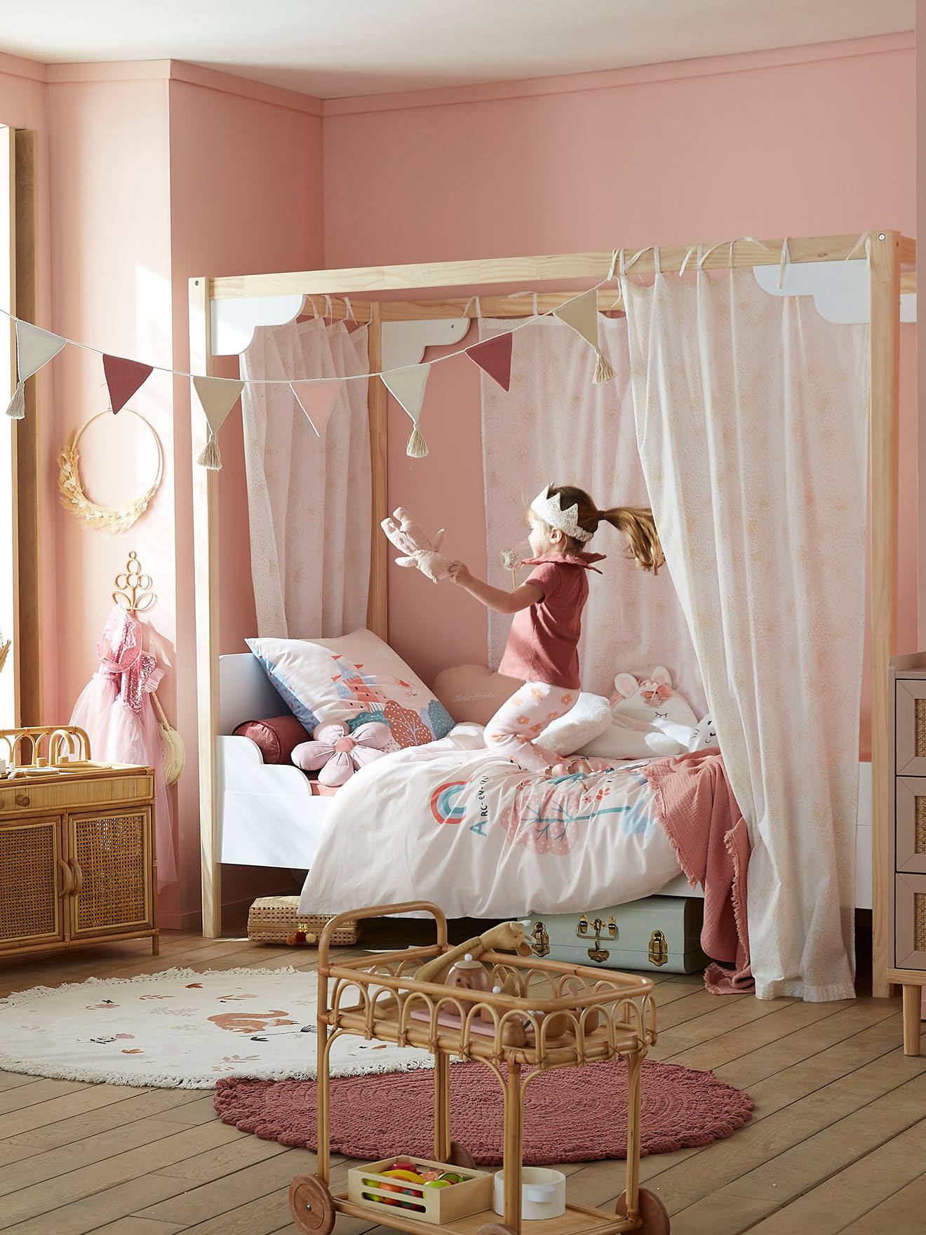 Vertbaudet Kinderzimmer Himmelbett ROMANCE - weiß