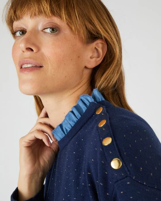 Pull jacquard chaud col volanté Thermolactyl