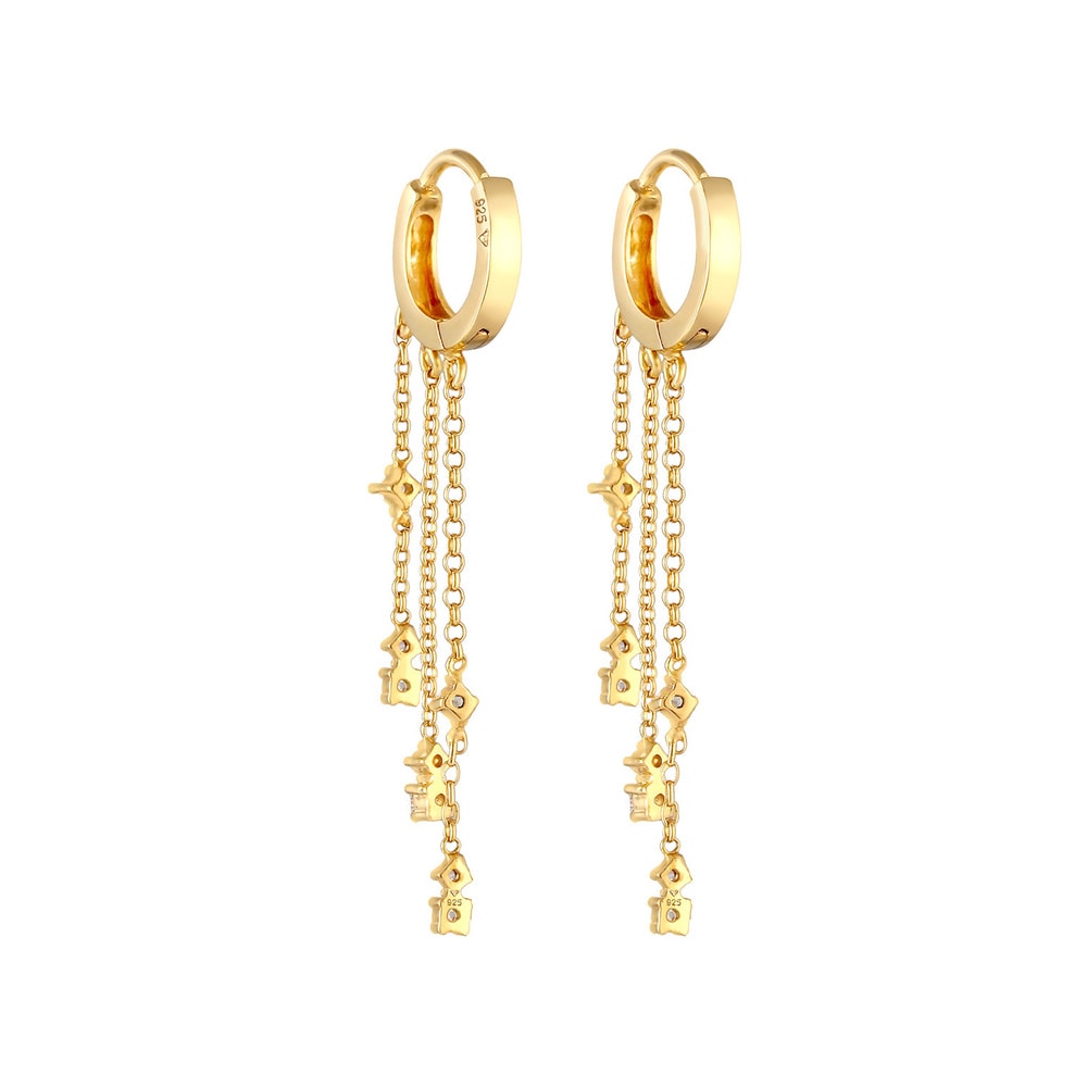 Elli Elli Boucles d'Oreilles Creolen Erbskettchen Zirkonia 925 Silber vergoldet Boucles d'oreilles