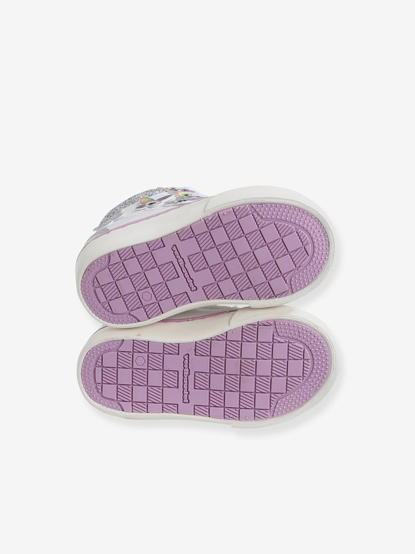 Baskets montantes lacées et zippées bébé fille miroir