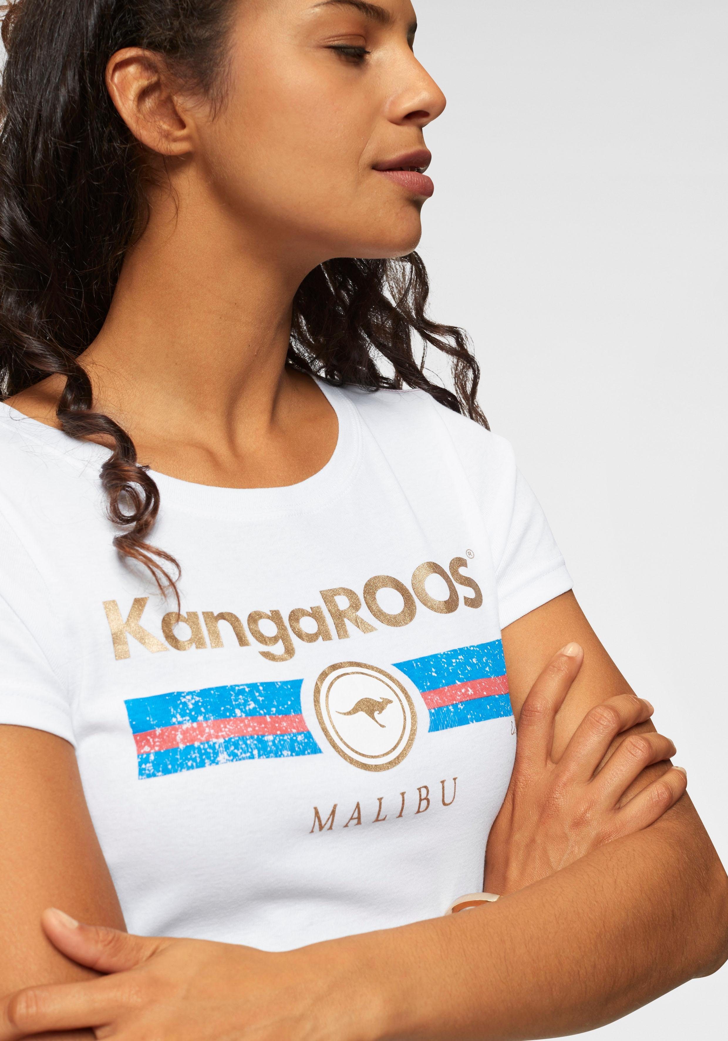 KangaROOS T-Shirt mit Label Metallic Print