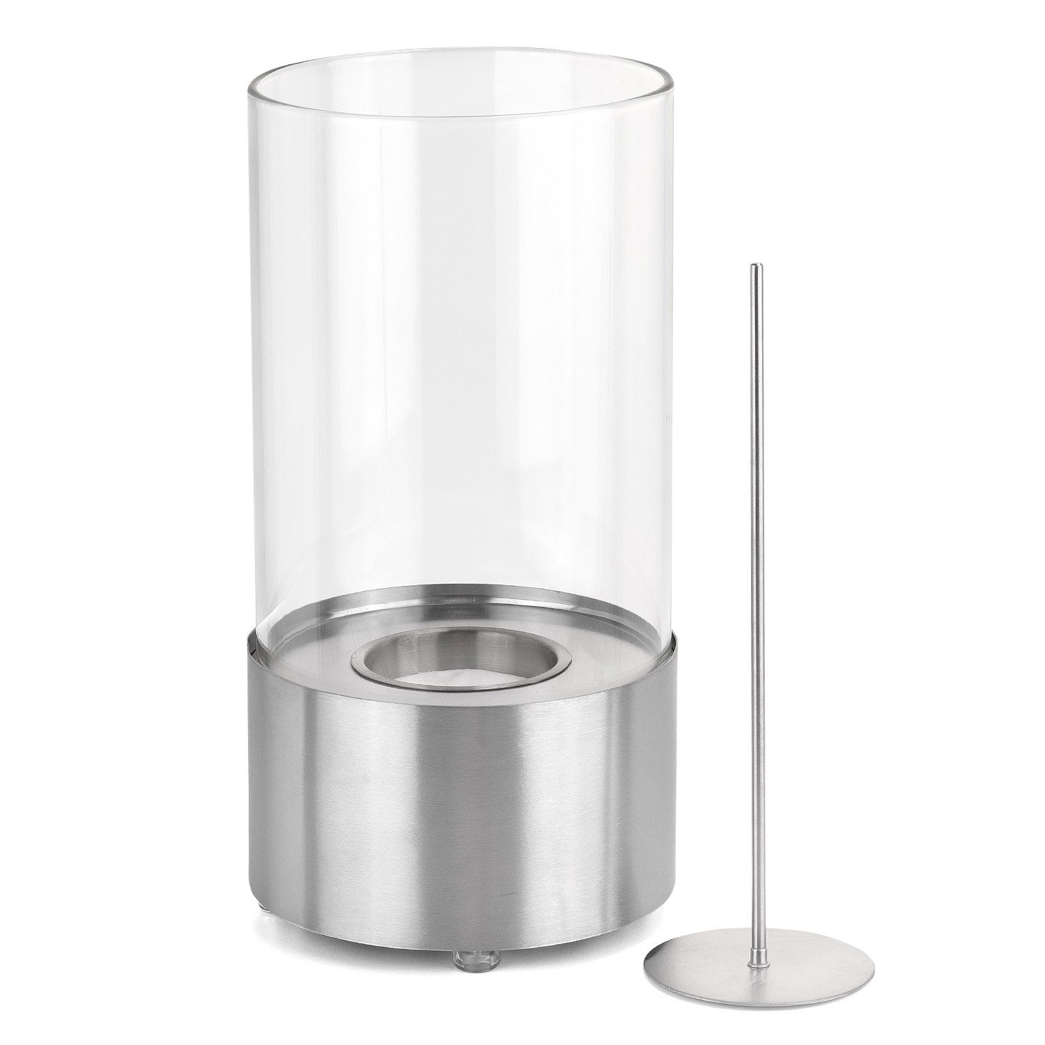 Moritz Dekokamin Bio-Ethanol Tischkamin Tischfeuer, 15x15x28cm, Standkamin Ethanolbrenner Glasfeuer Terrassenfeuer