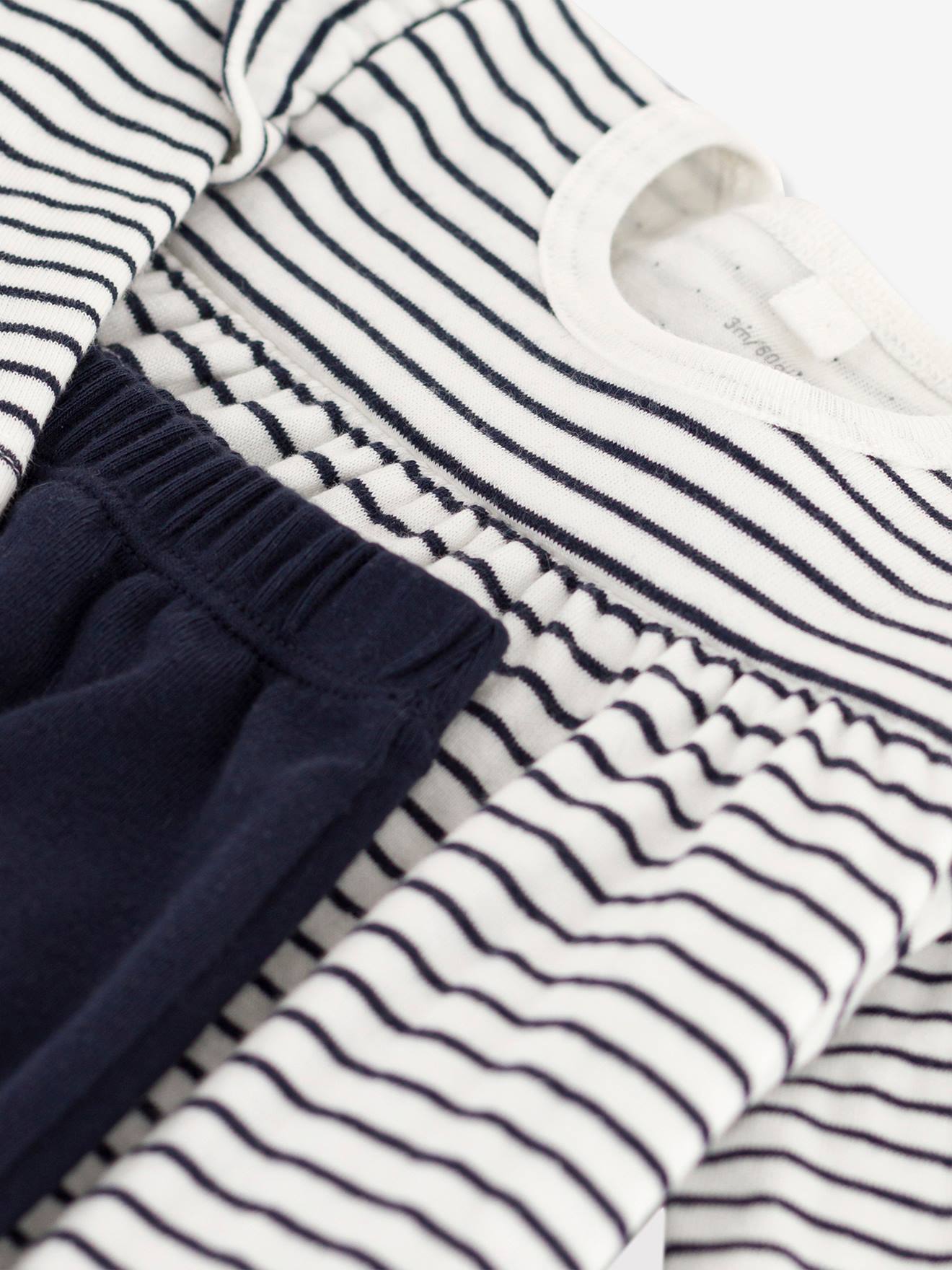 Ensemble bébé robe marinière + legging PETIT BATEAU écru