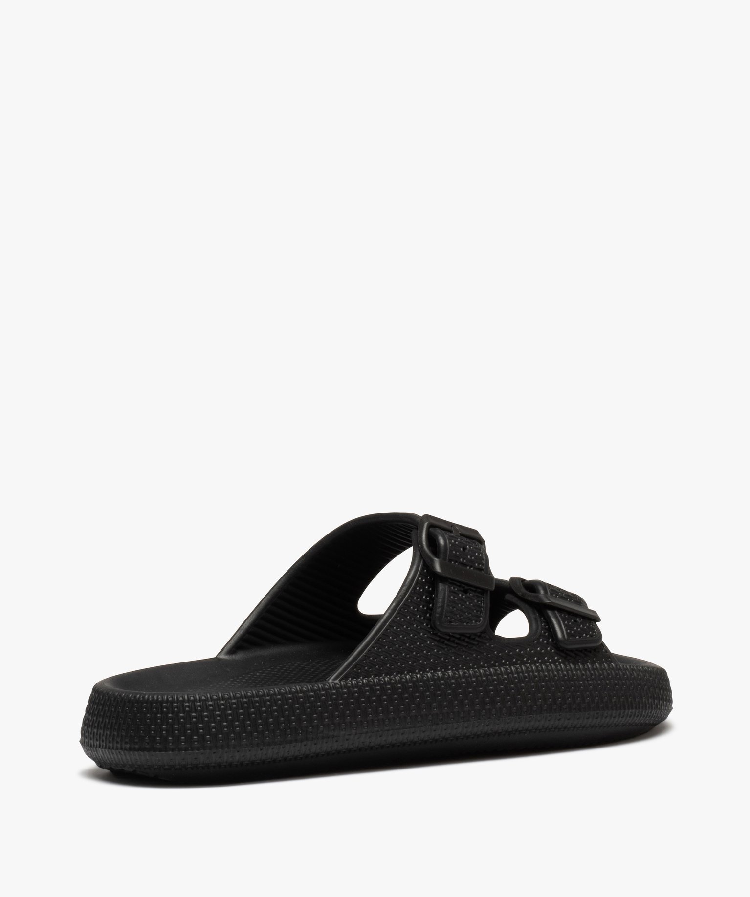Mules de piscine femme unies à larges brides à boucle avec... noir | GEMO