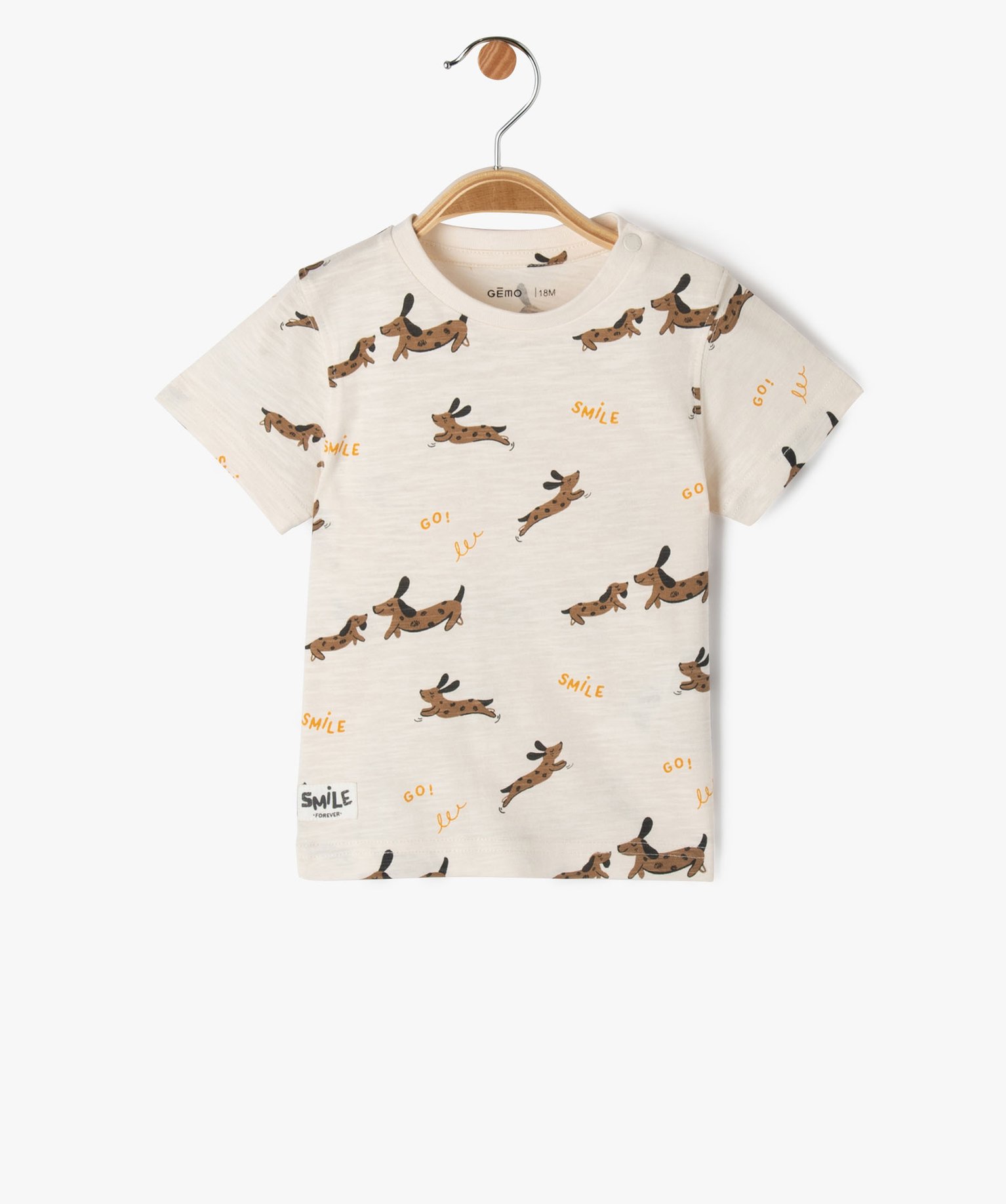 Tee-shirt manches courtes imprimé bébé Garçon ecru | GEMO