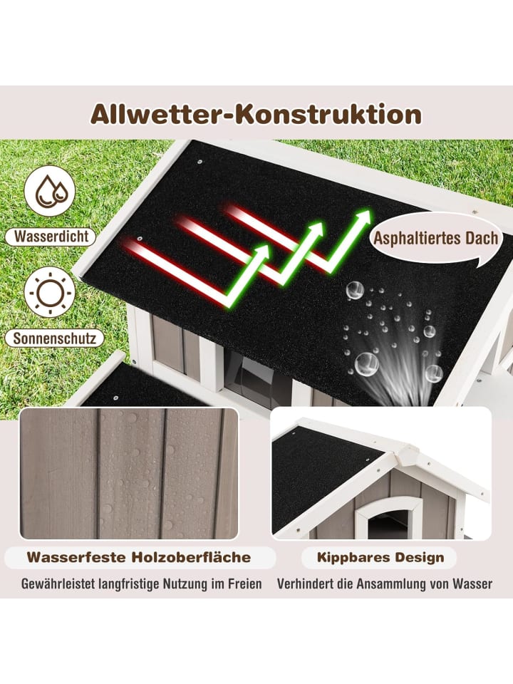 COSTWAY Katzenhaus Outdoor in Grau günstig kaufen onesize