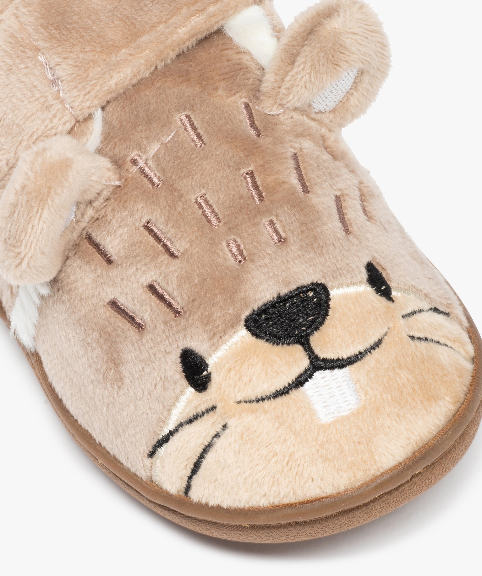 Chaussons Garçon en forme de castor fermeture scratch gris | GEMO