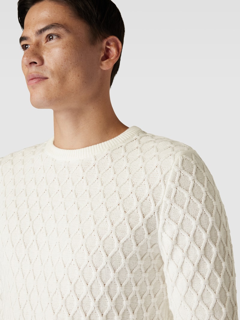 Strickpullover mit Strukturmuster in offwhite