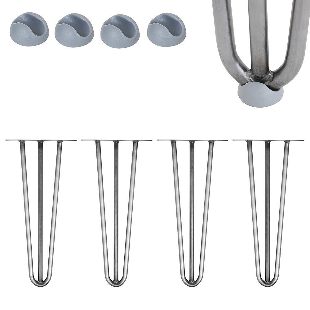 Melko Tischbein Tischgestell Hairpin Tischbeine 4er-Set Schwarz Silber Leg Haarnadelbeine Stahl Tisch Tischkufen Legs Esstisch Harpins Tischbein, Bodenschoner