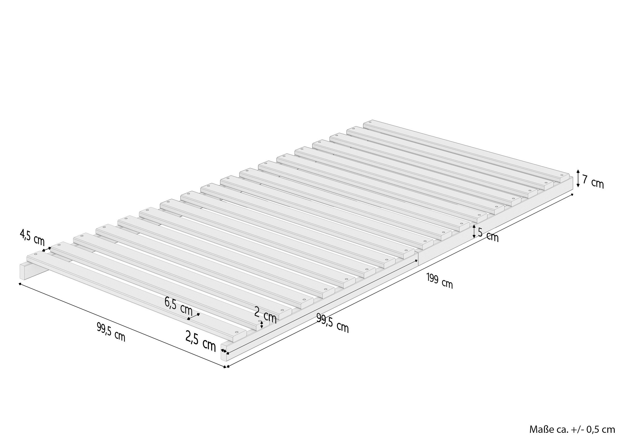 Rollrost Lattenrost völlig metallfrei Stecksystem 100x200, ERST-HOLZ