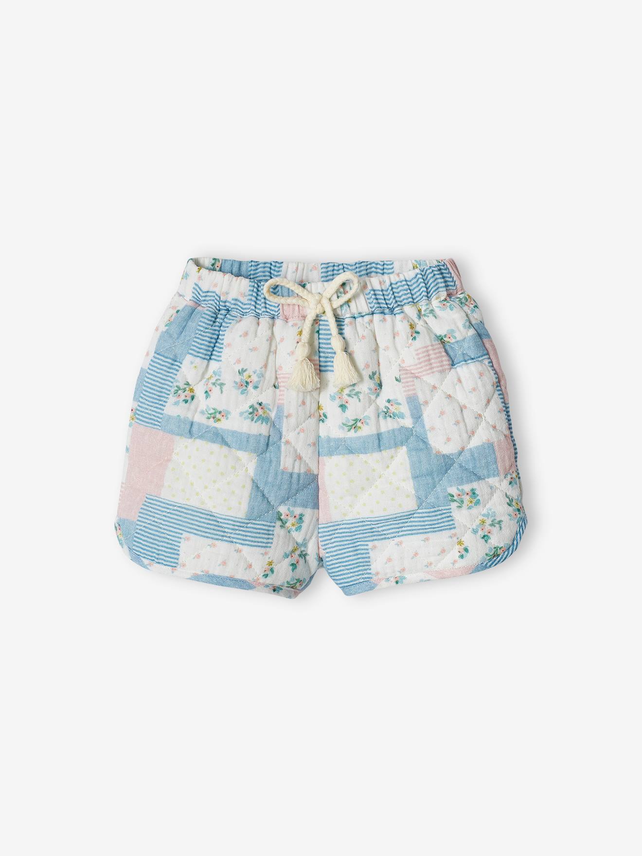Short matelassé bébé effet patchwork blanc