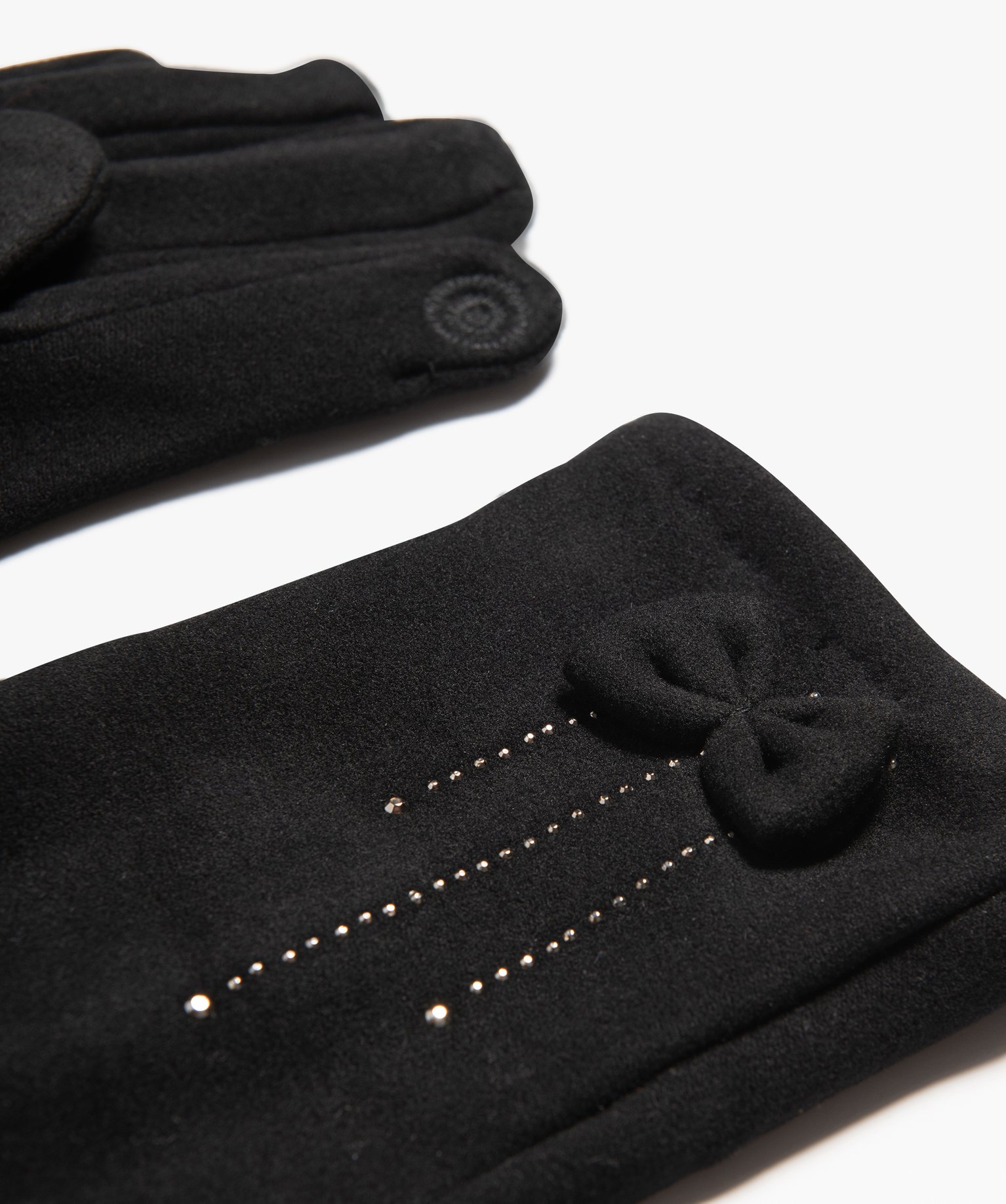 Gants tactiles à strass et n?ud femme noir | GEMO