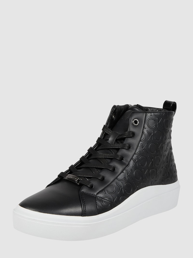 High Top Sneaker aus Leder in schwarz