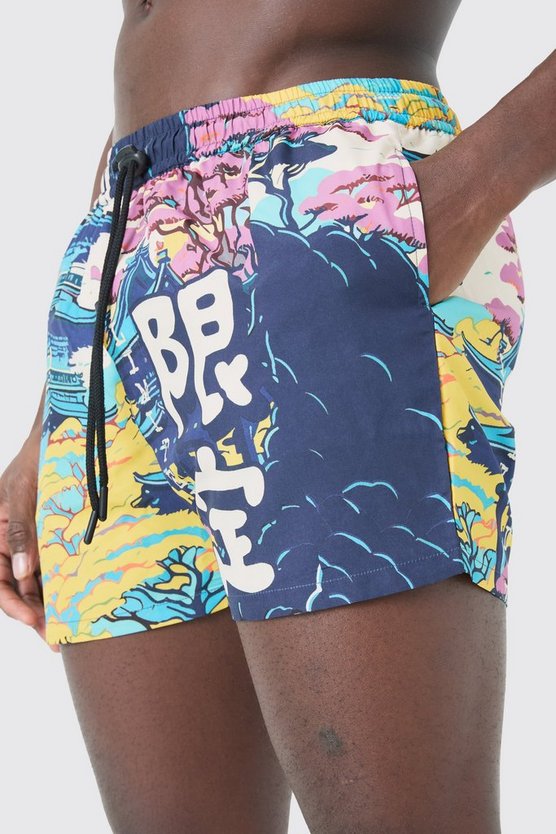 Kurze Badehose mit Print