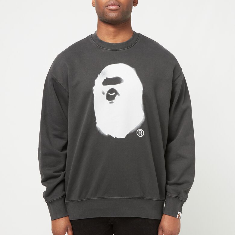 A Bathing Ape Spray Ape Head Garmint Dyed Crewneck M black