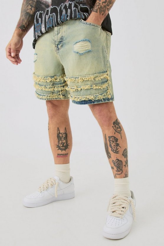 Lockere zerrissene Jeansshorts in Hellblau