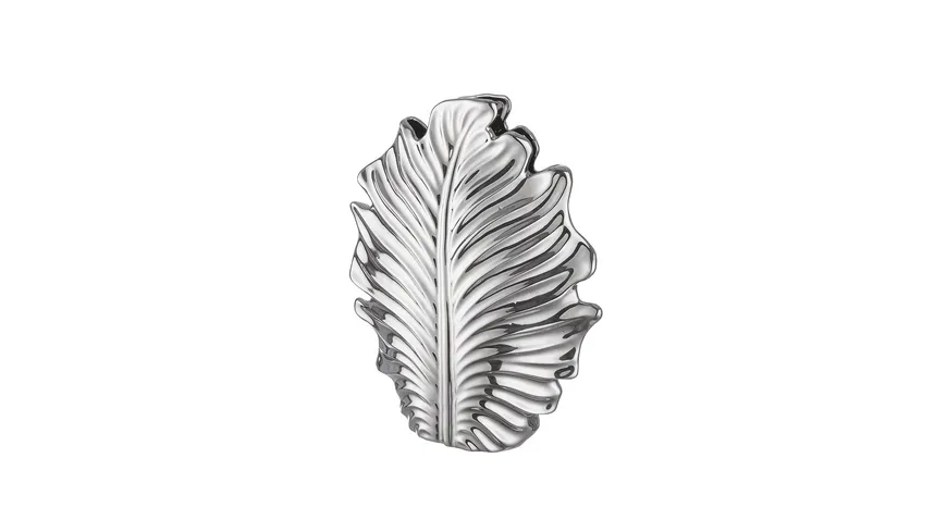 GILDE Vase Blatt Monstera H=30cm Silberfarben