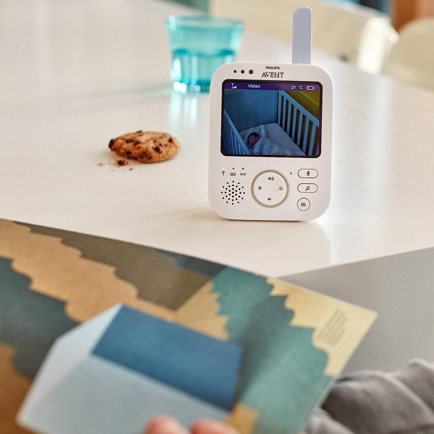 Philips Video-Babyphone Kinderkamera, Baby Kamera, Babyphone, FHSS-Technologie, Eco-Mode, Nachtsicht,300m Reichweite,Strahlungsarm, Audio-Überwachung, Mikrofon, Babykamera mit Monitor, Video Kamera, Halterung, Philips Avent, Babyphone mit kamera, Cam
