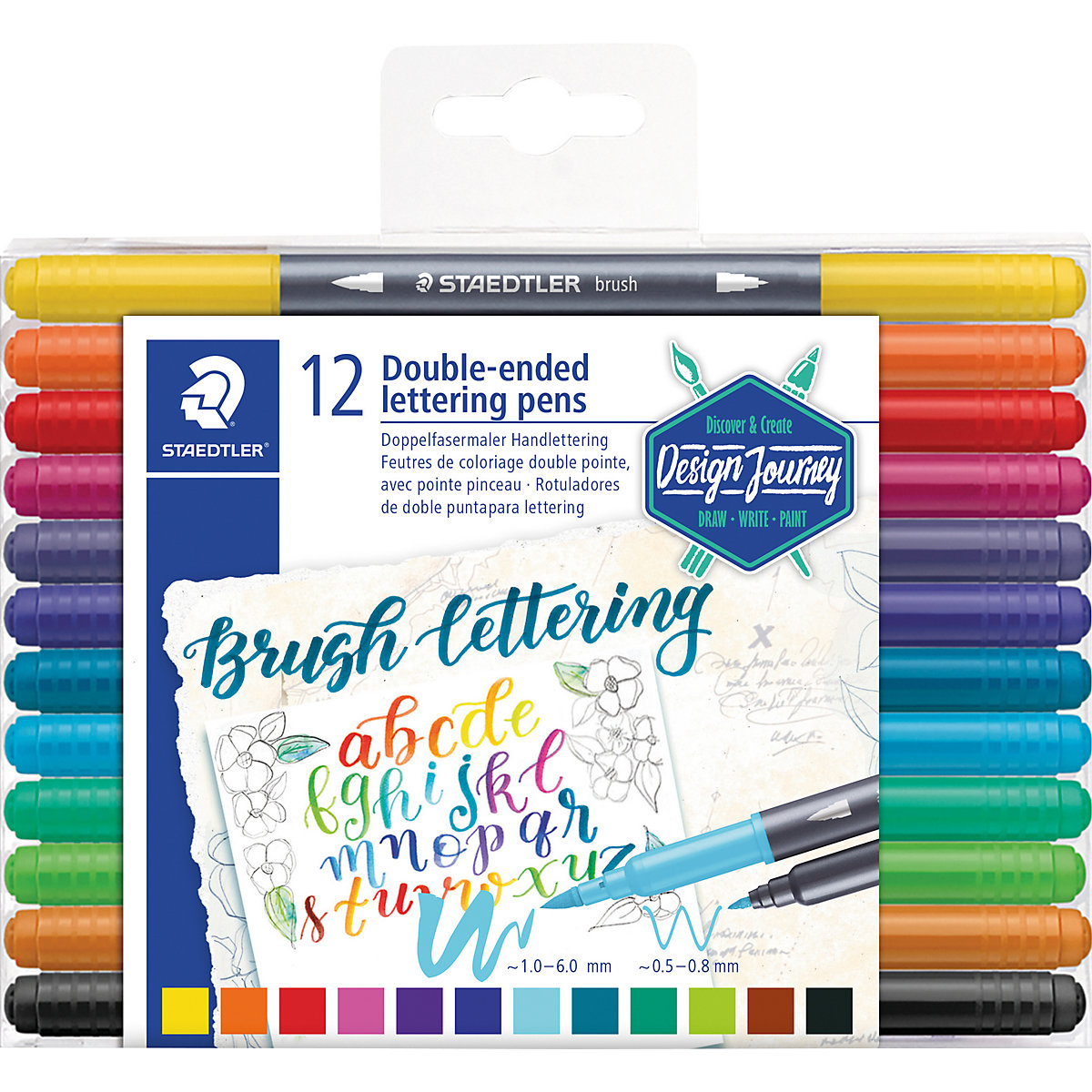 Design Journey Doppel-Fasermaler brush lettering, 12 Farben