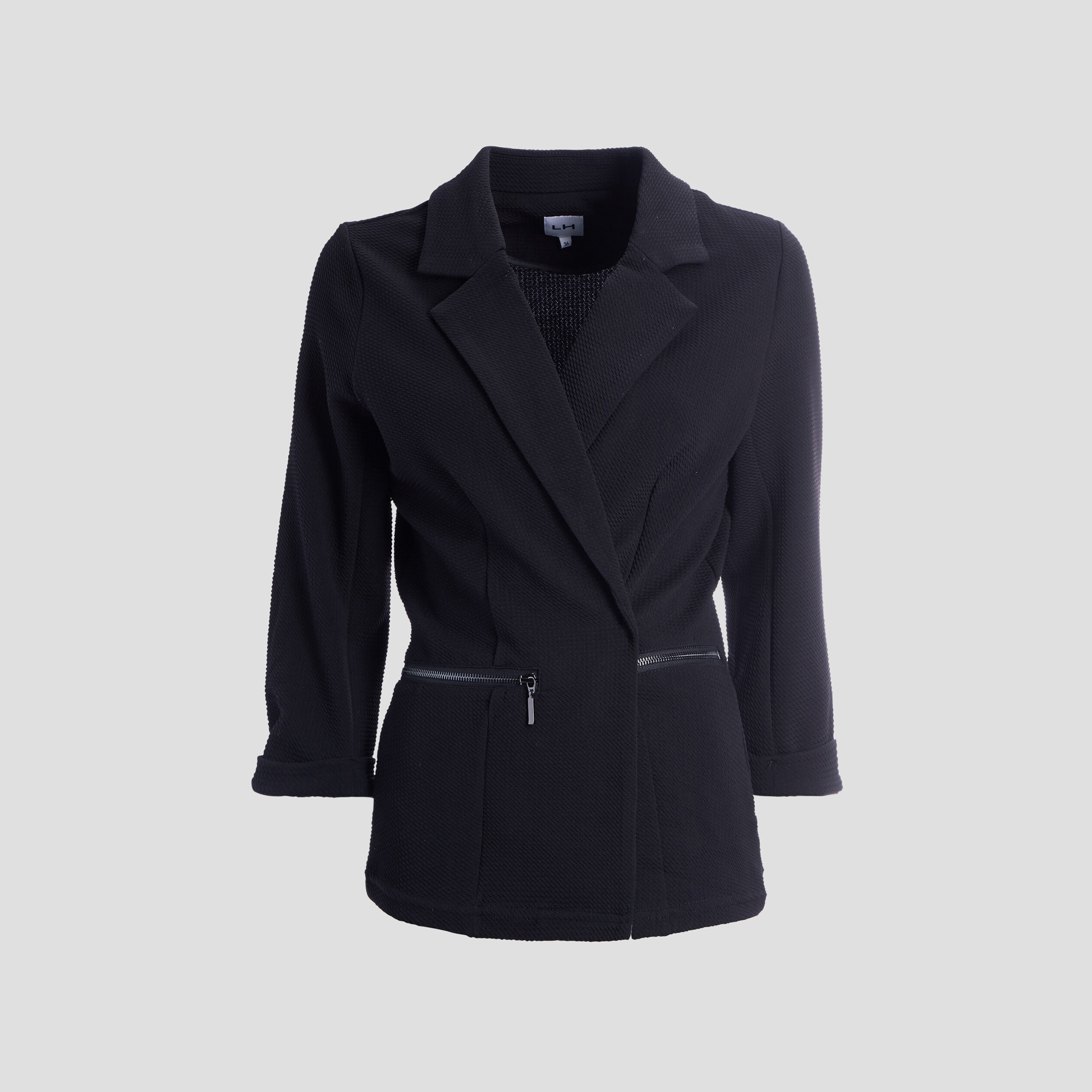 Veste courte droite manches 3 4 noir femme | La Halle
