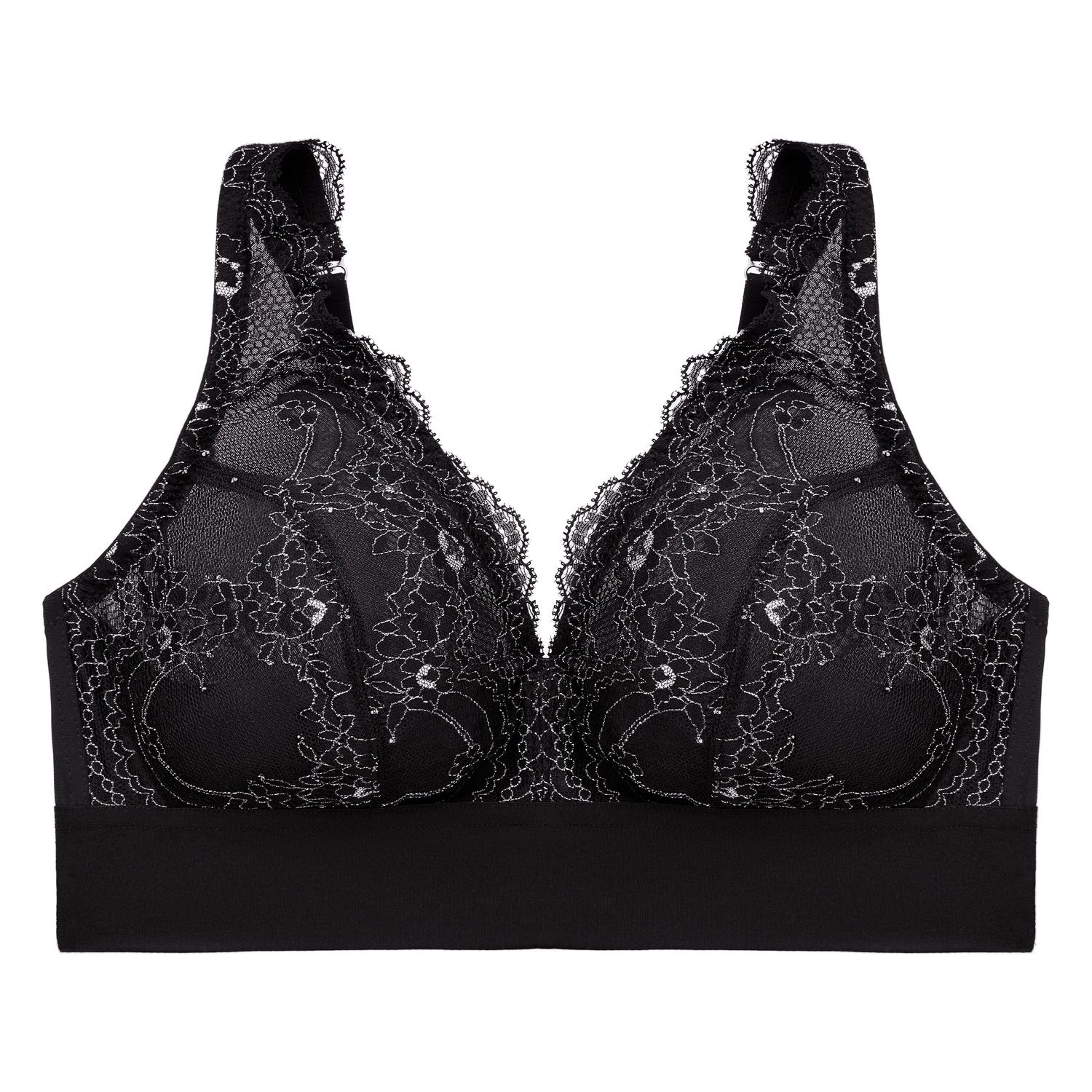 Bramour Lexington Plunge-Bralette mit Spitze - Schwarz