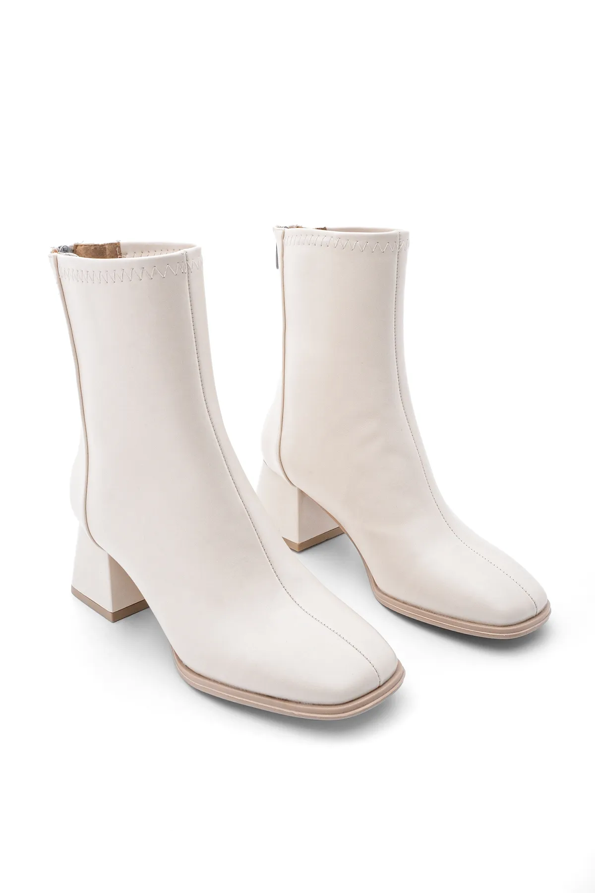 Marjin  Stiefelette - Ecru - Blockabsatz