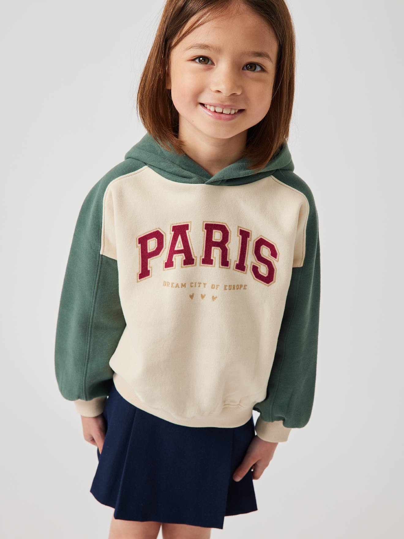 Sweat à capuche fantaisie fille vanille