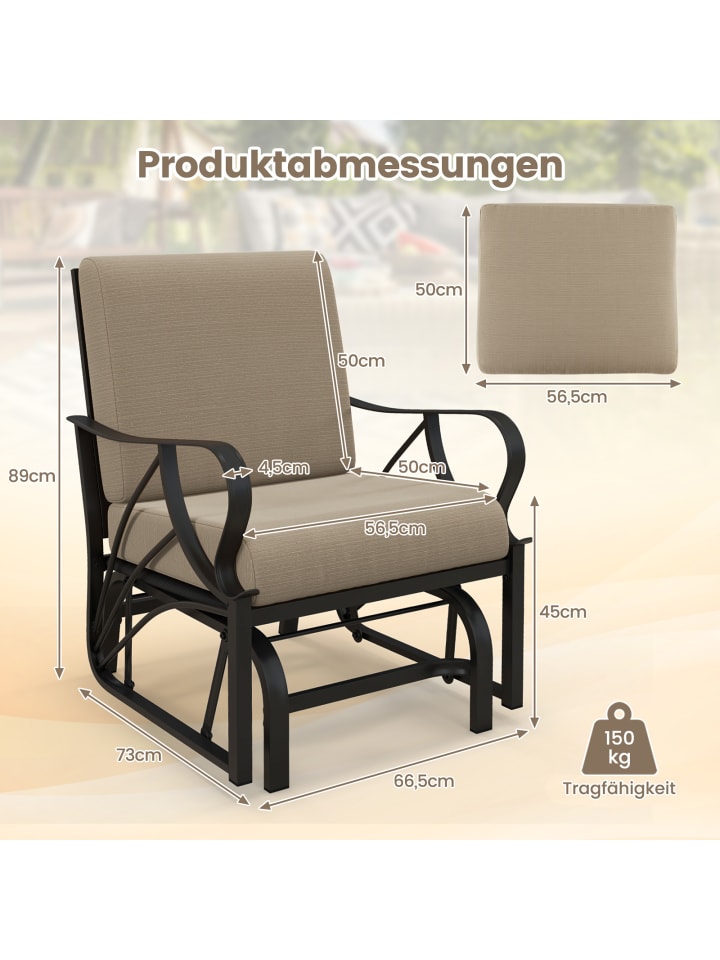 COSTWAY Gartenstuhl mit Schaukelfunktion in Braun günstig kaufen onesize