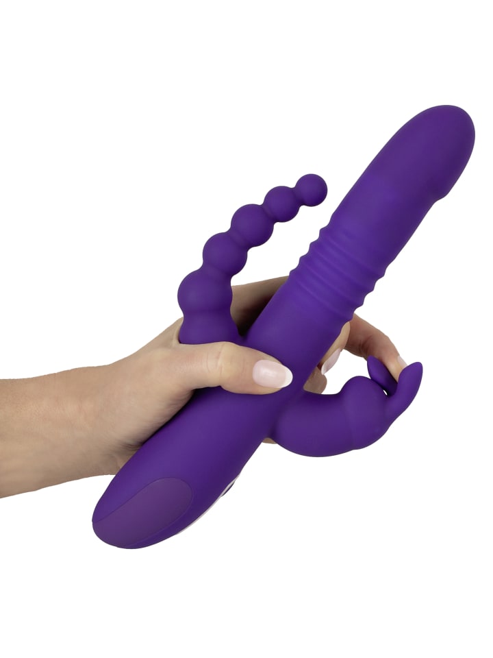 Sweet Smile Vib mit Stoßfunktion und Klitorisreizer Thrusting Pearl Triple in lila günstig kaufen 26 cm