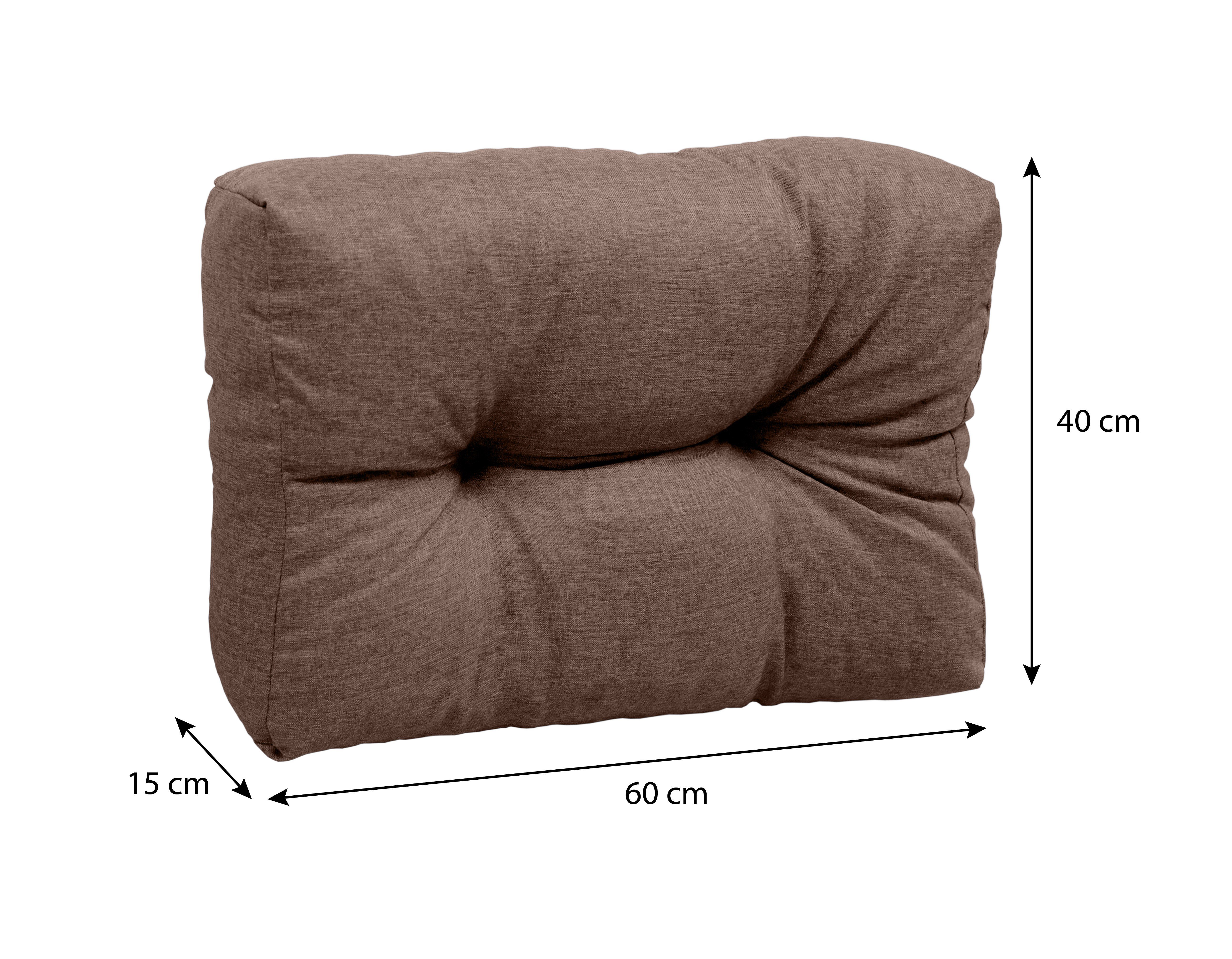 sunnypillow Rückenkissen Palettenkissen gesteppt Seitenkissen 60 x 40 x 15 cm, Braun