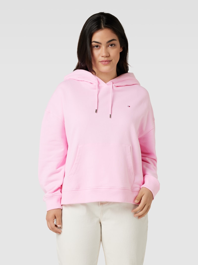 PLUS SIZE Hoodie mit Label-Stitching in rosa