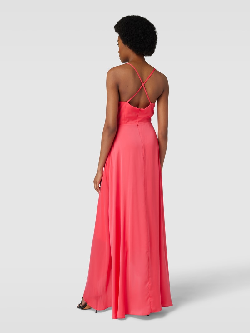 Abendkleid in Wickel-Optik in koralle