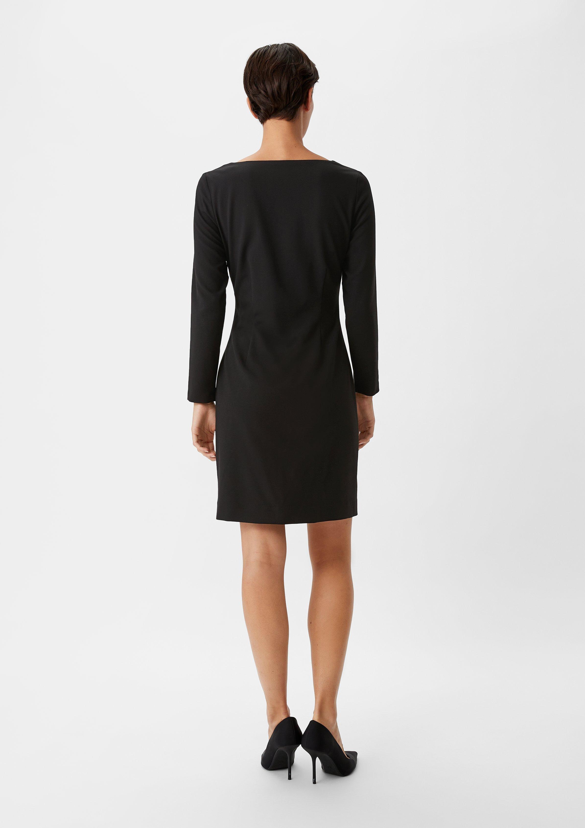 Crêpe-Kleid mit Knotendetail - schwarz