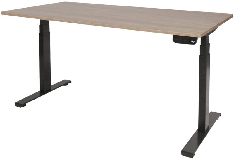 Schaffenburg Höhenverstellbar Sitz-Stehschreibtisch Rechteckig Kirsche Holz Schwarz T-Fuß 1.800 x 900 x 645 mm