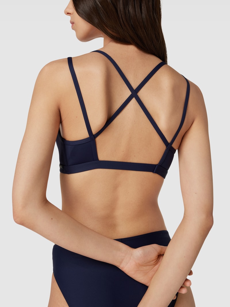 Bikini-Oberteil mit gekreuzten Spaghettiträgern in marineblau