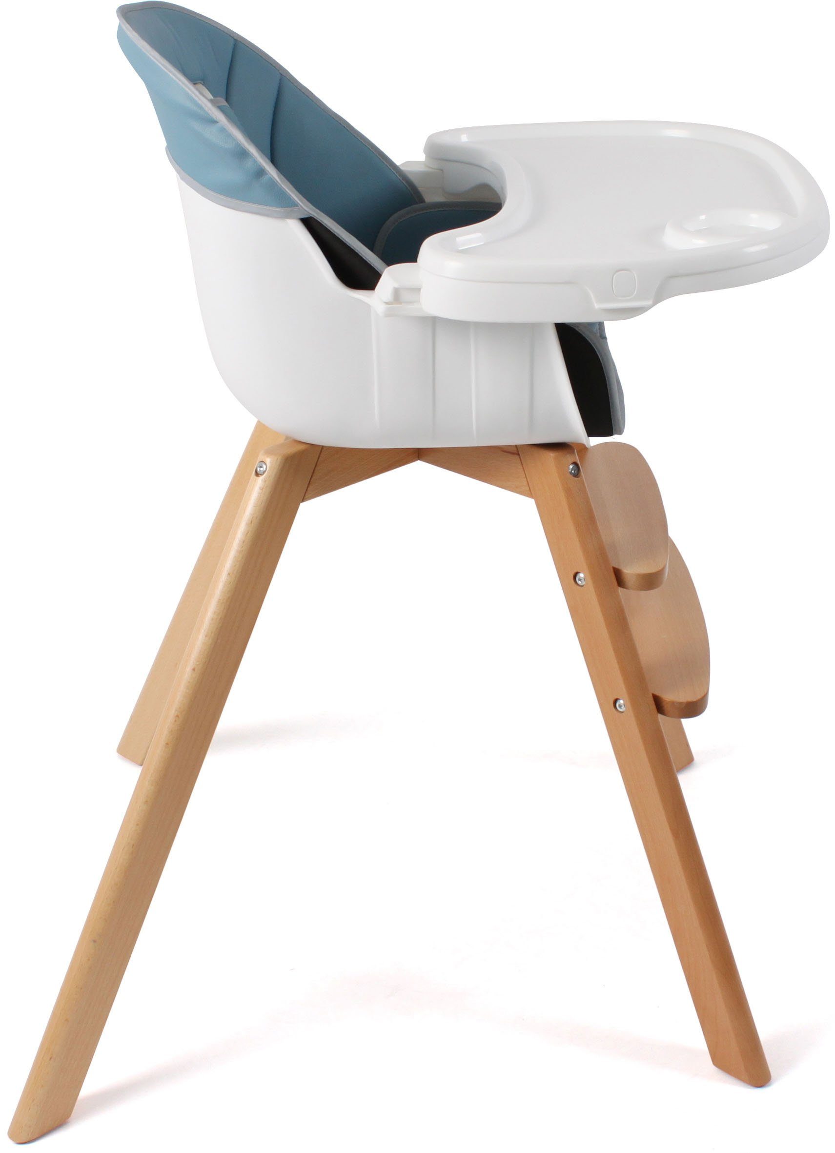 CHIC4BABY Hochstuhl blau, mit Beinen aus Buchenholz