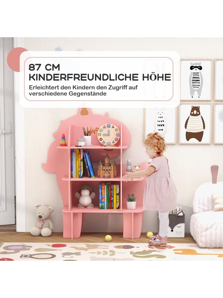 COSTWAY Kinderregal 3 Ebenen in Rosa günstig kaufen onesize
